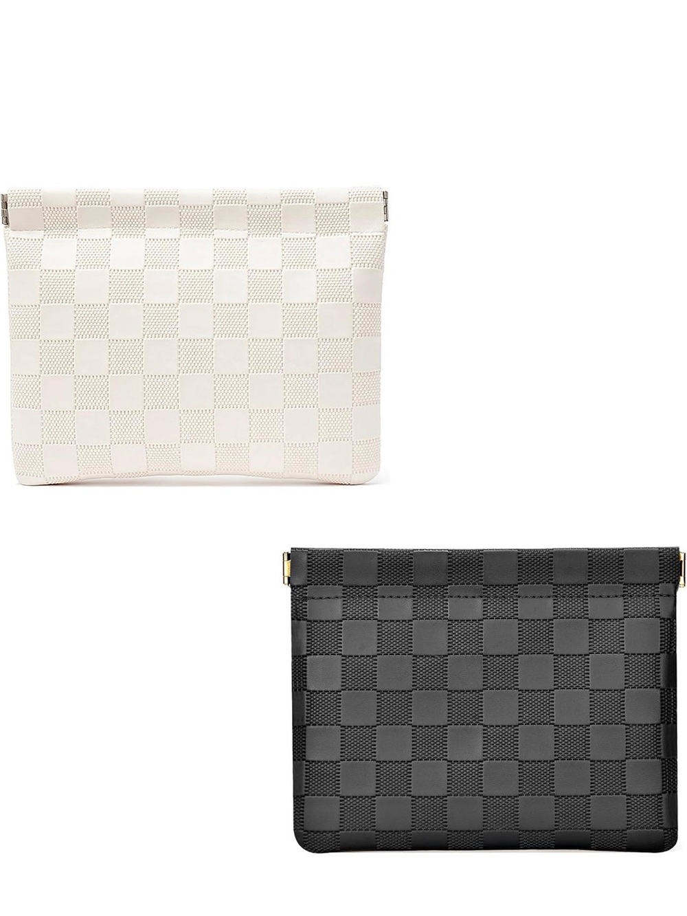 Classic Checkerboard Pouch - White & Black